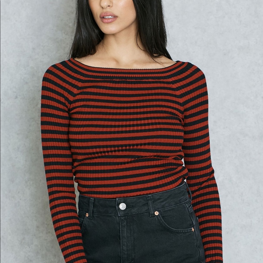 Forever21 Striped Ribbed Knit Top